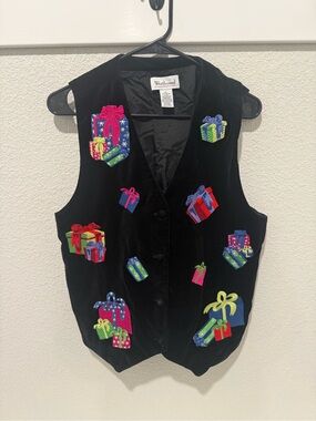 Westbound Black Velvet Womens Vest with Colorful Gift Embroidery
